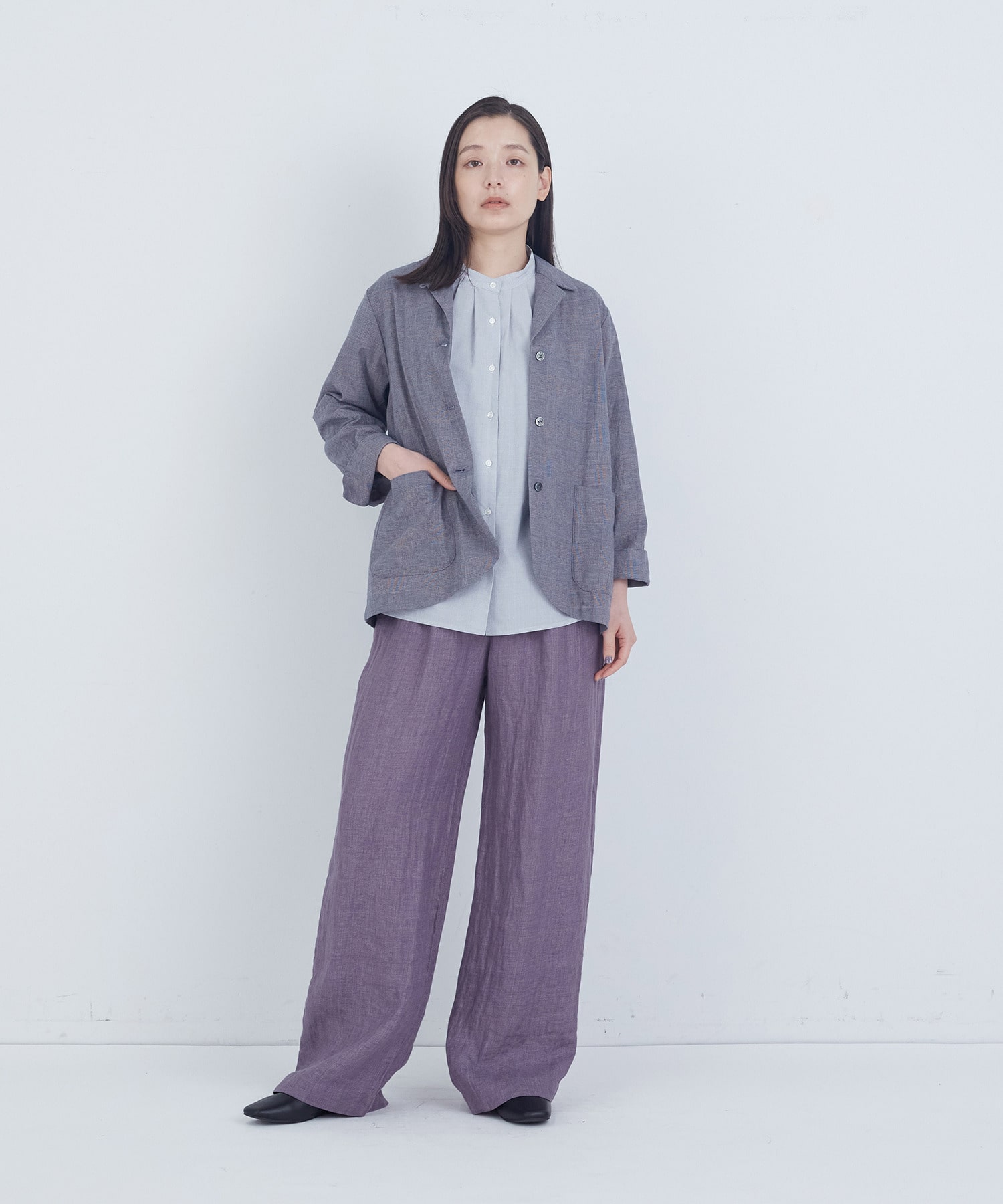 【ADIEU TRISTESSE】コットンリネンジャケット 詳細画像 ブルー系その他 8