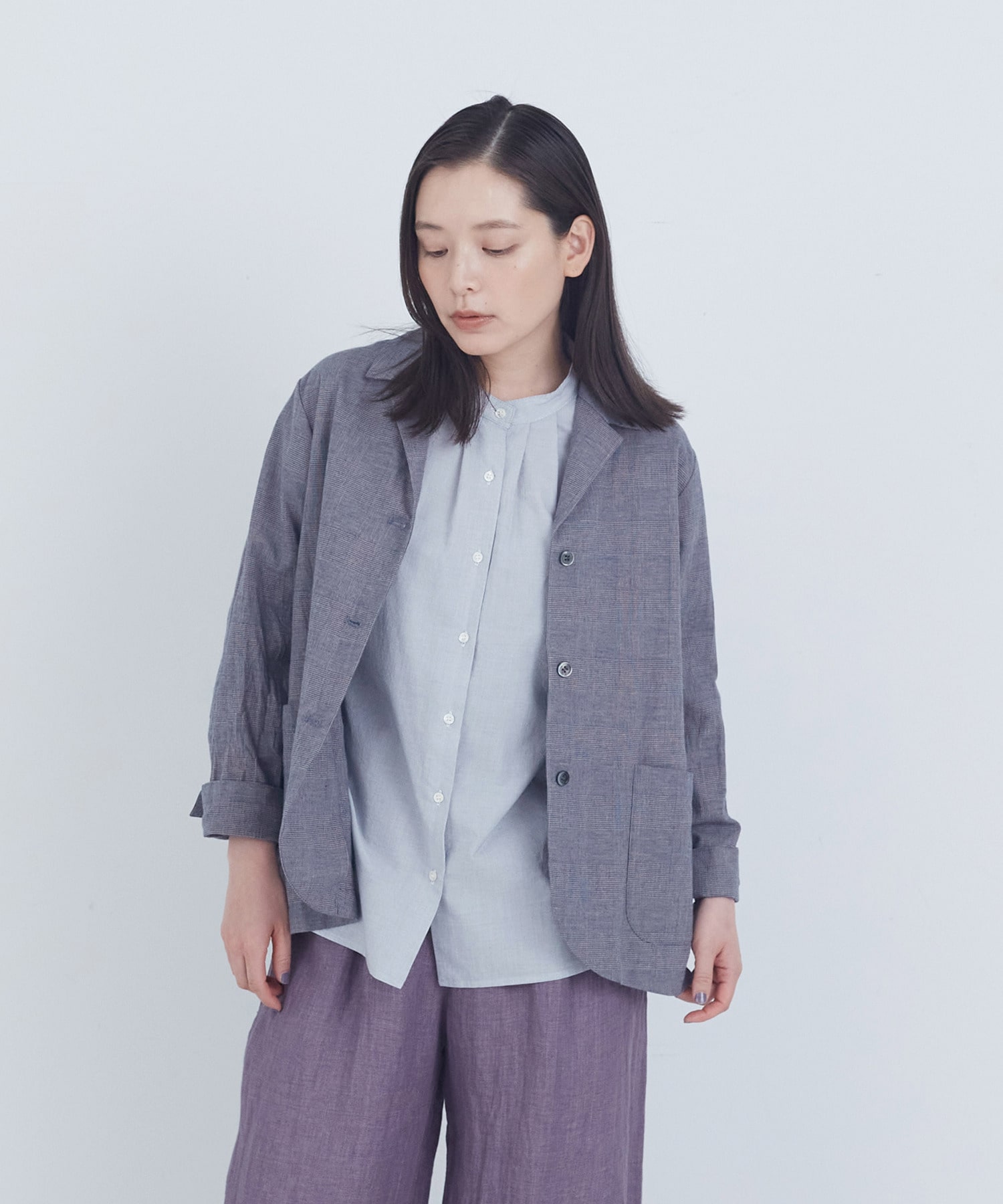 【ADIEU TRISTESSE】コットンリネンジャケット 詳細画像 ブルー系その他 1