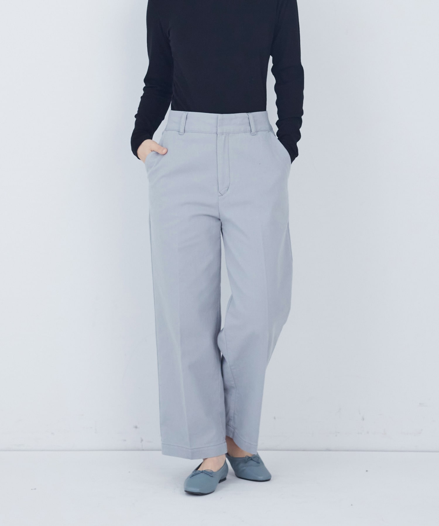 【ADIEU TRISTESSE】センタープレスストレートパンツ 詳細画像 ブル－グレ－ 1