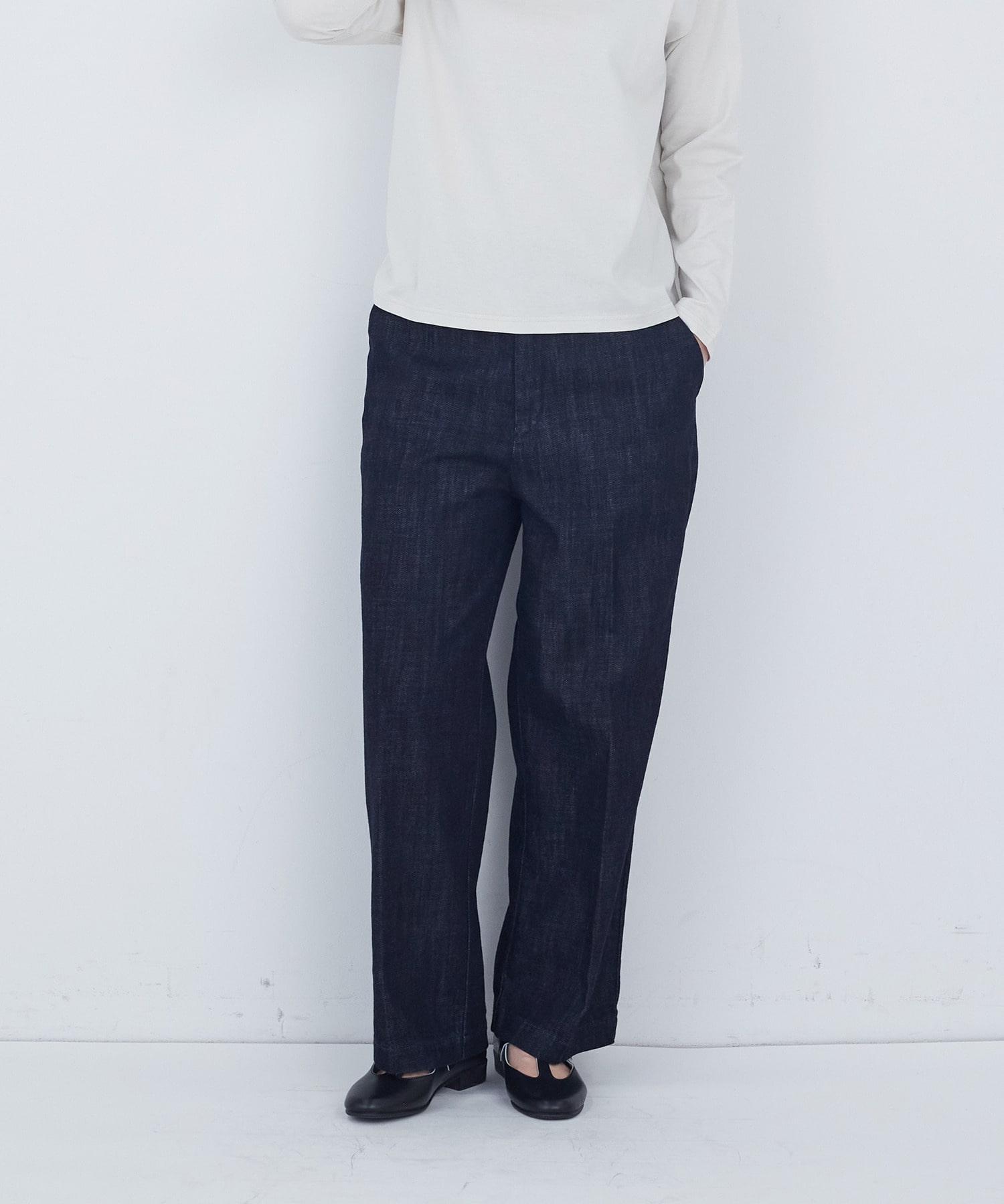 【ADIEU TRISTESSE】センタープレスストレートパンツ 詳細画像 インディゴブルー 1