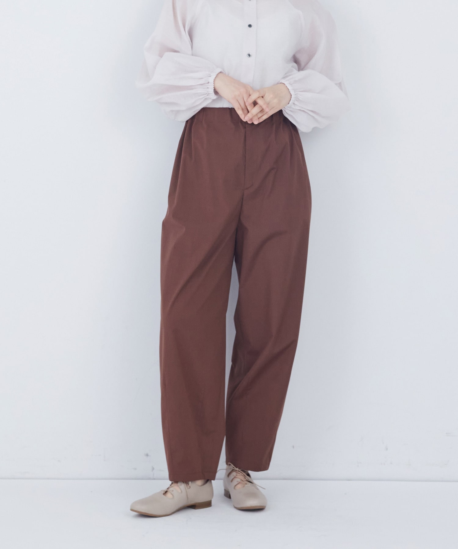 【ADIEU TRISTESSE】綿ポリエステルイージーパンツ 詳細画像 ブラウン 1