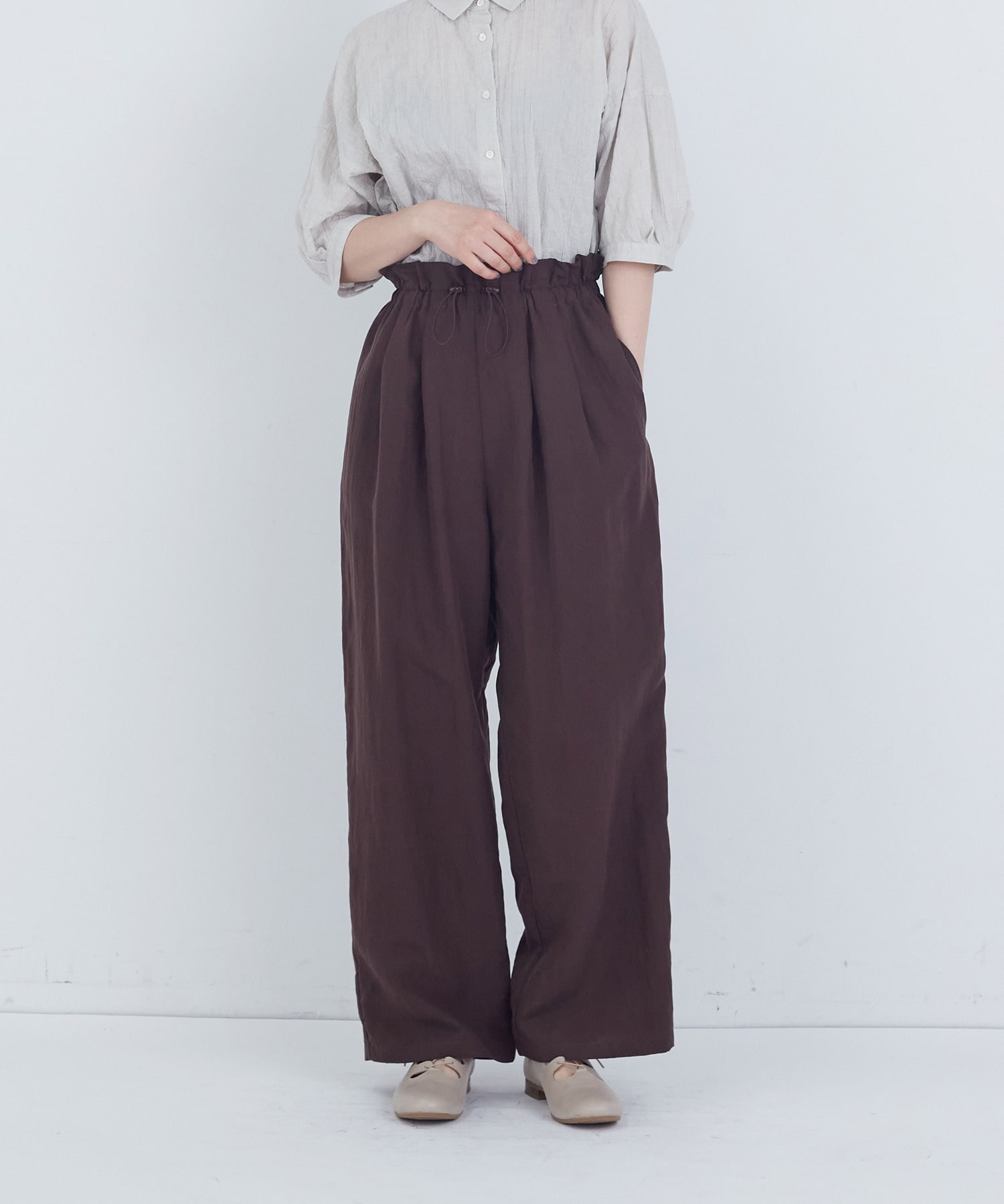 【ADIEU TRISTESSE】ポプリンストレートパンツ 詳細画像 ブラウン 1