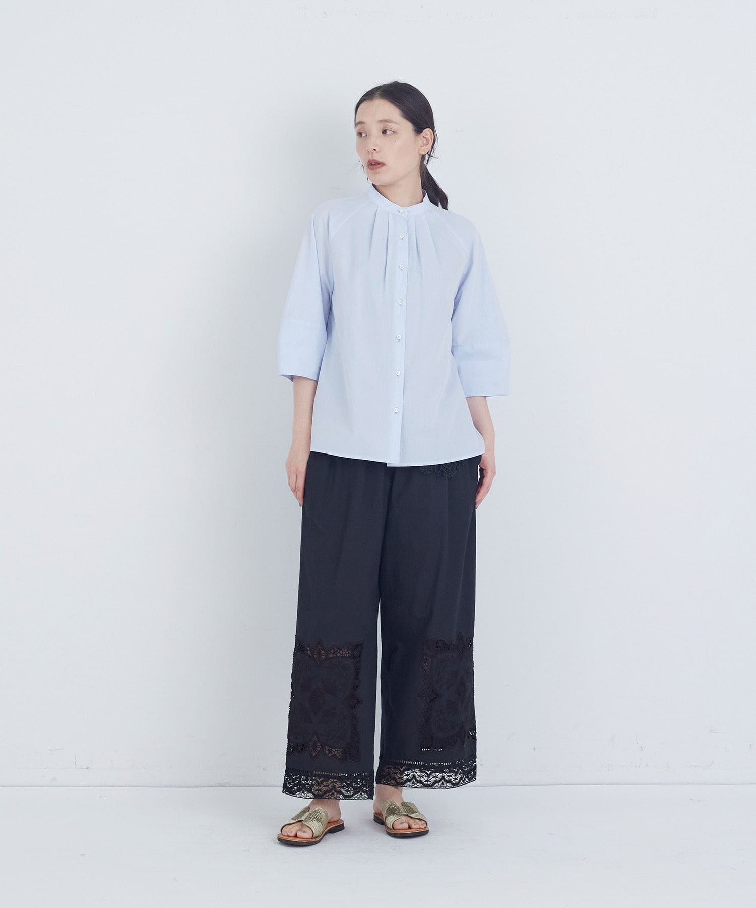 【ADIEU TRISTESSE】ポプリン刺繍パンツ 詳細画像 ブラック 12