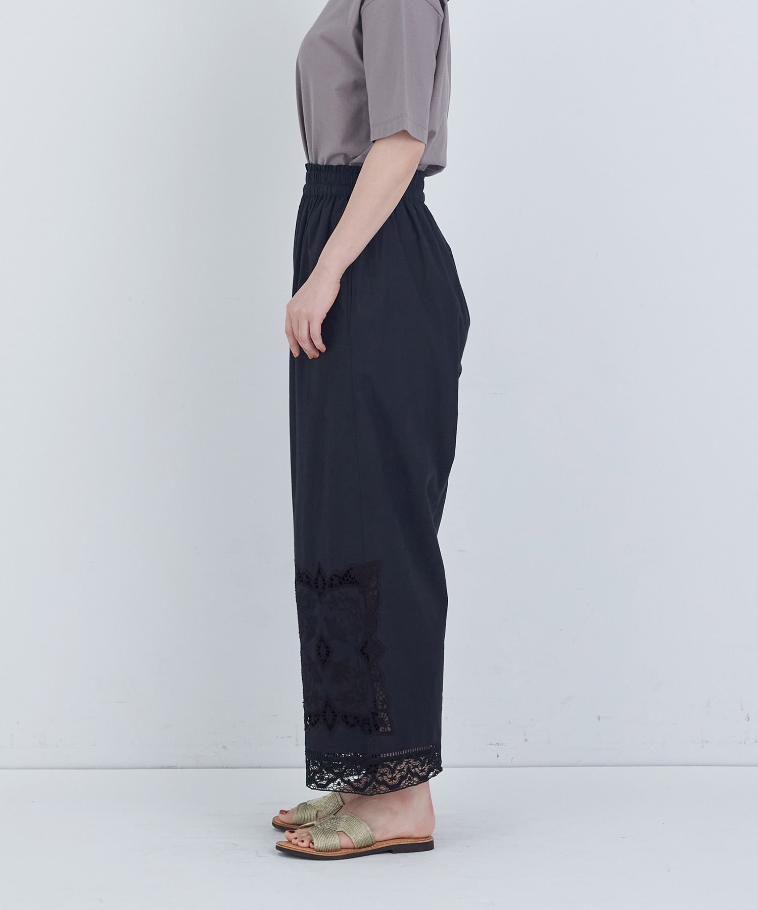 【ADIEU TRISTESSE】ポプリン刺繍パンツ 詳細画像 ブラック 15