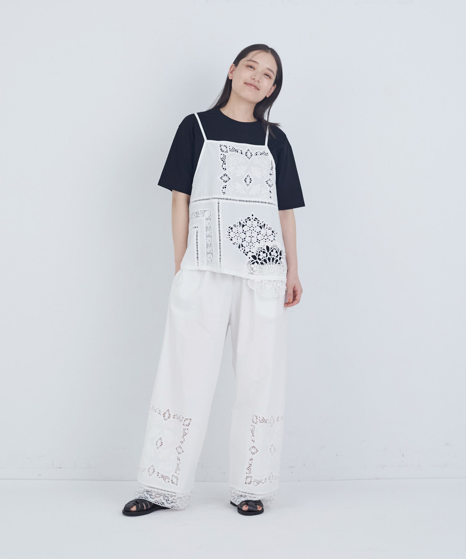 【ADIEU TRISTESSE】ポプリン刺繍パンツ 詳細画像 ブラック 4