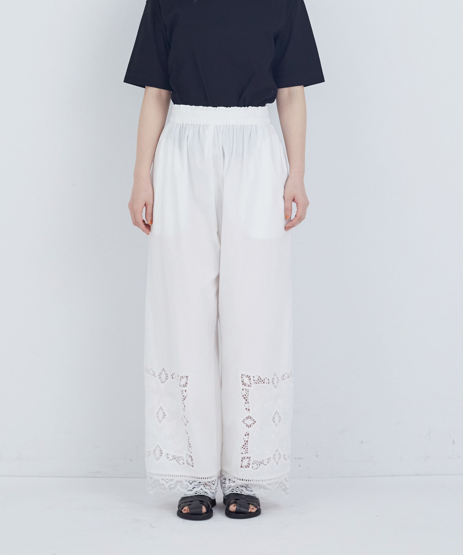 【ADIEU TRISTESSE】ポプリン刺繍パンツ 詳細画像 ブラック 5