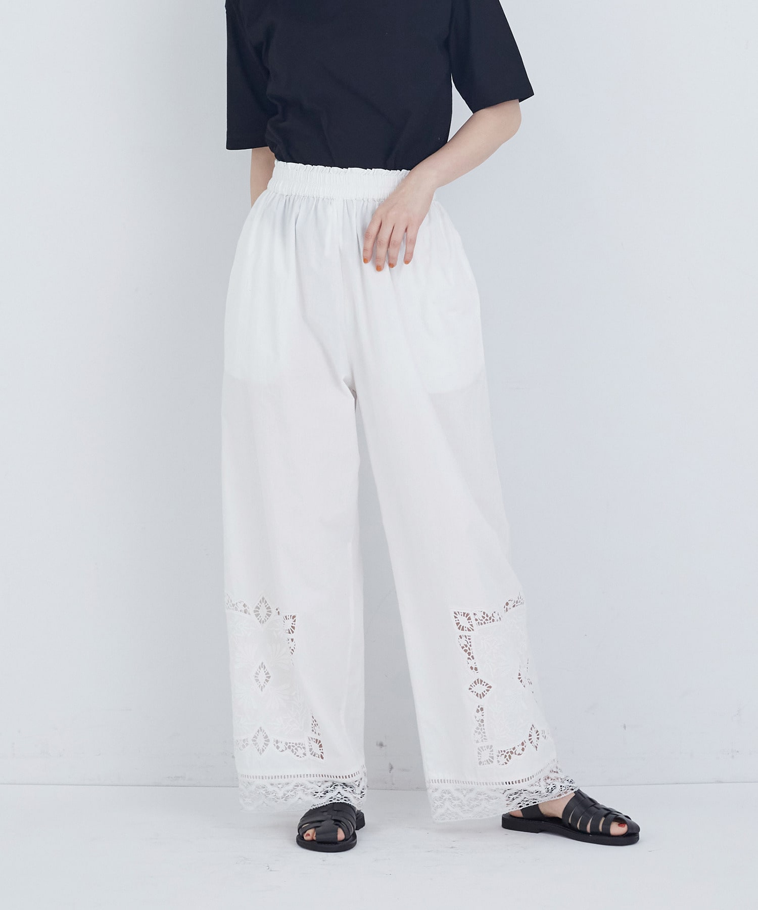 【ADIEU TRISTESSE】ポプリン刺繍パンツ 詳細画像 オフホワイト 1