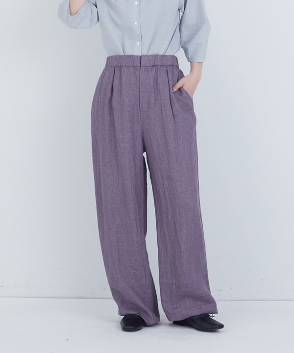 リネンワンタックストレートパンツ 詳細画像 パープル 1