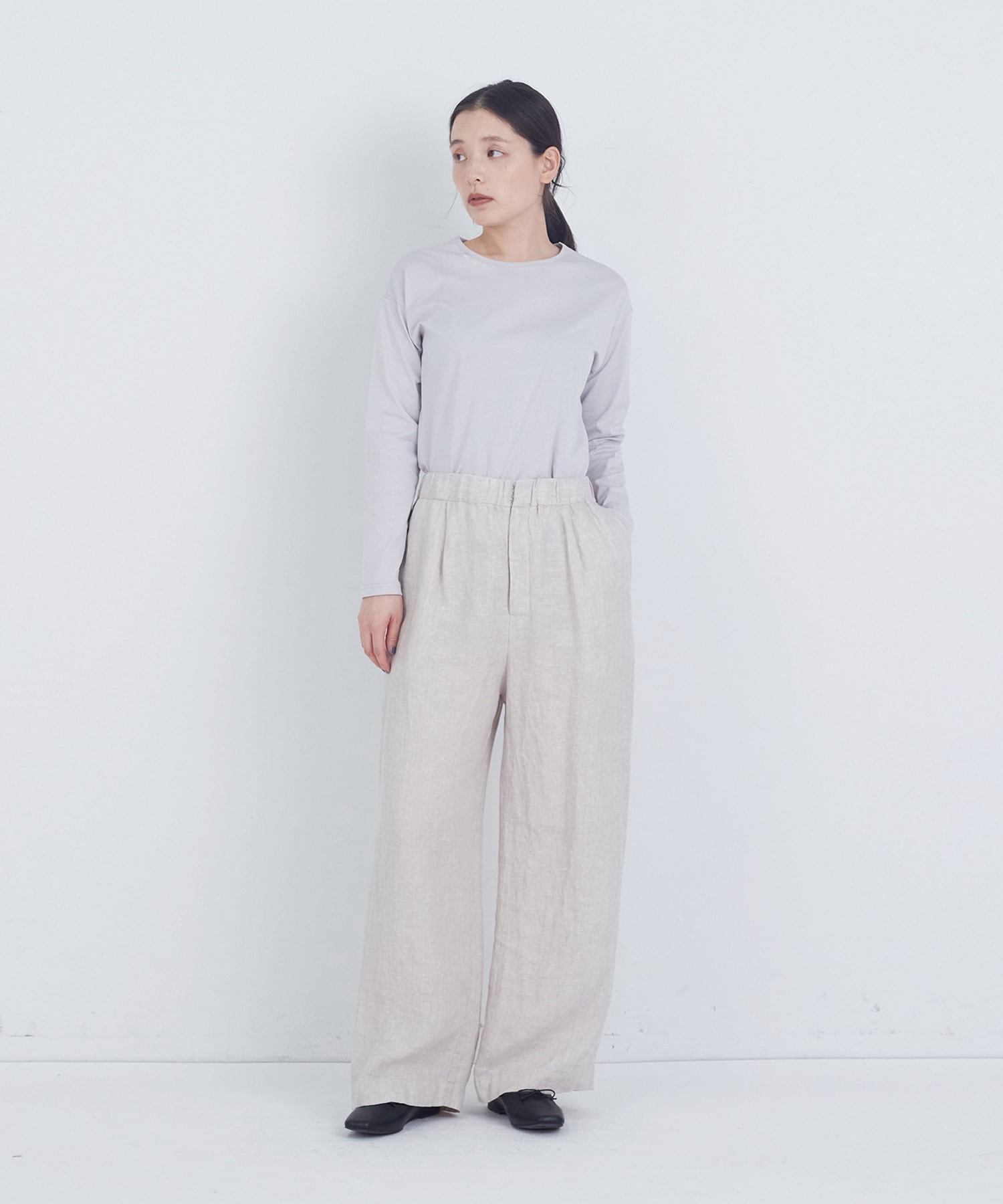 【ADIEU TRISTESSE】リネンワンタックストレートパンツ 詳細画像 パープル 1