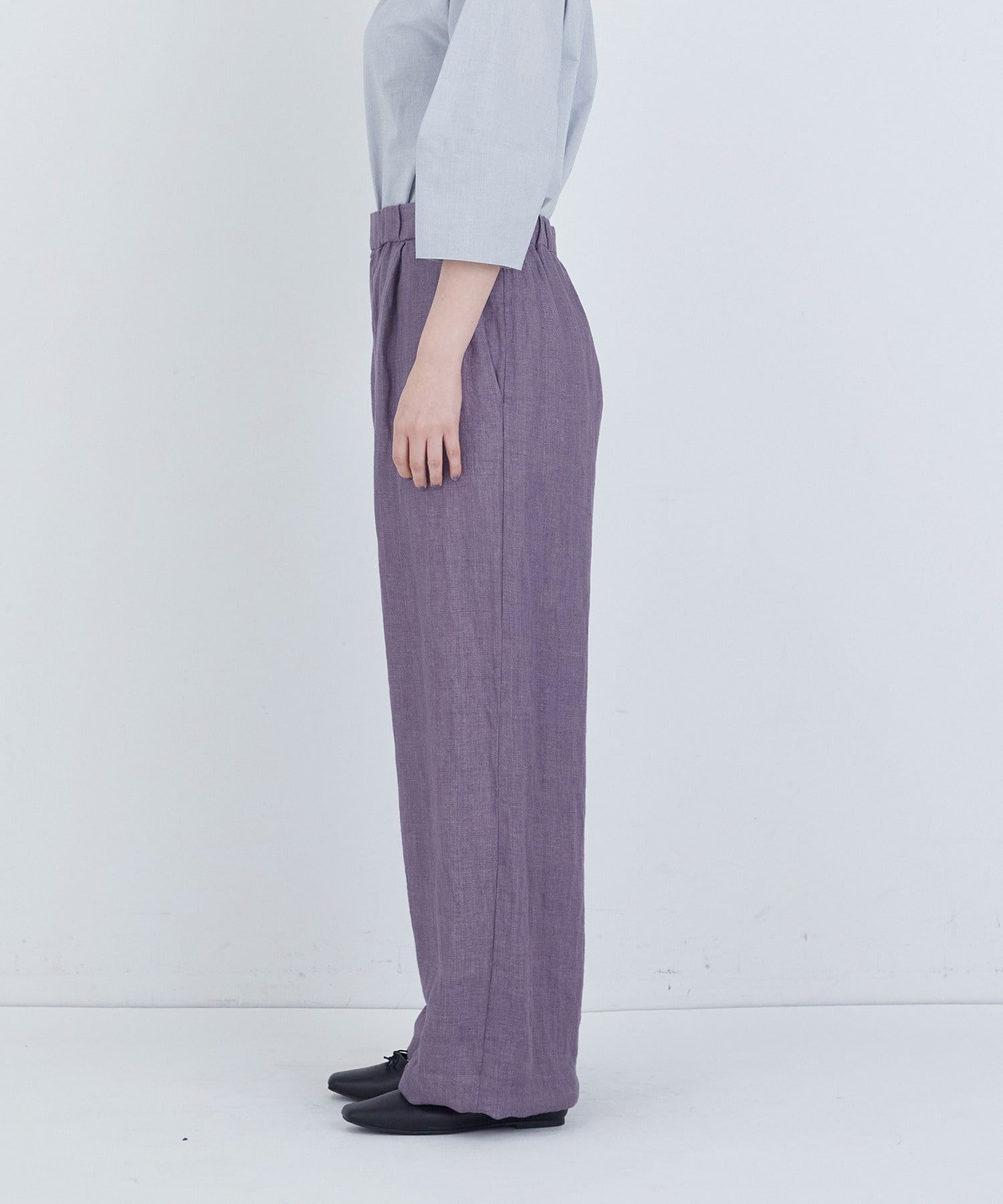 【ADIEU TRISTESSE】リネンワンタックストレートパンツ 詳細画像 パープル 18