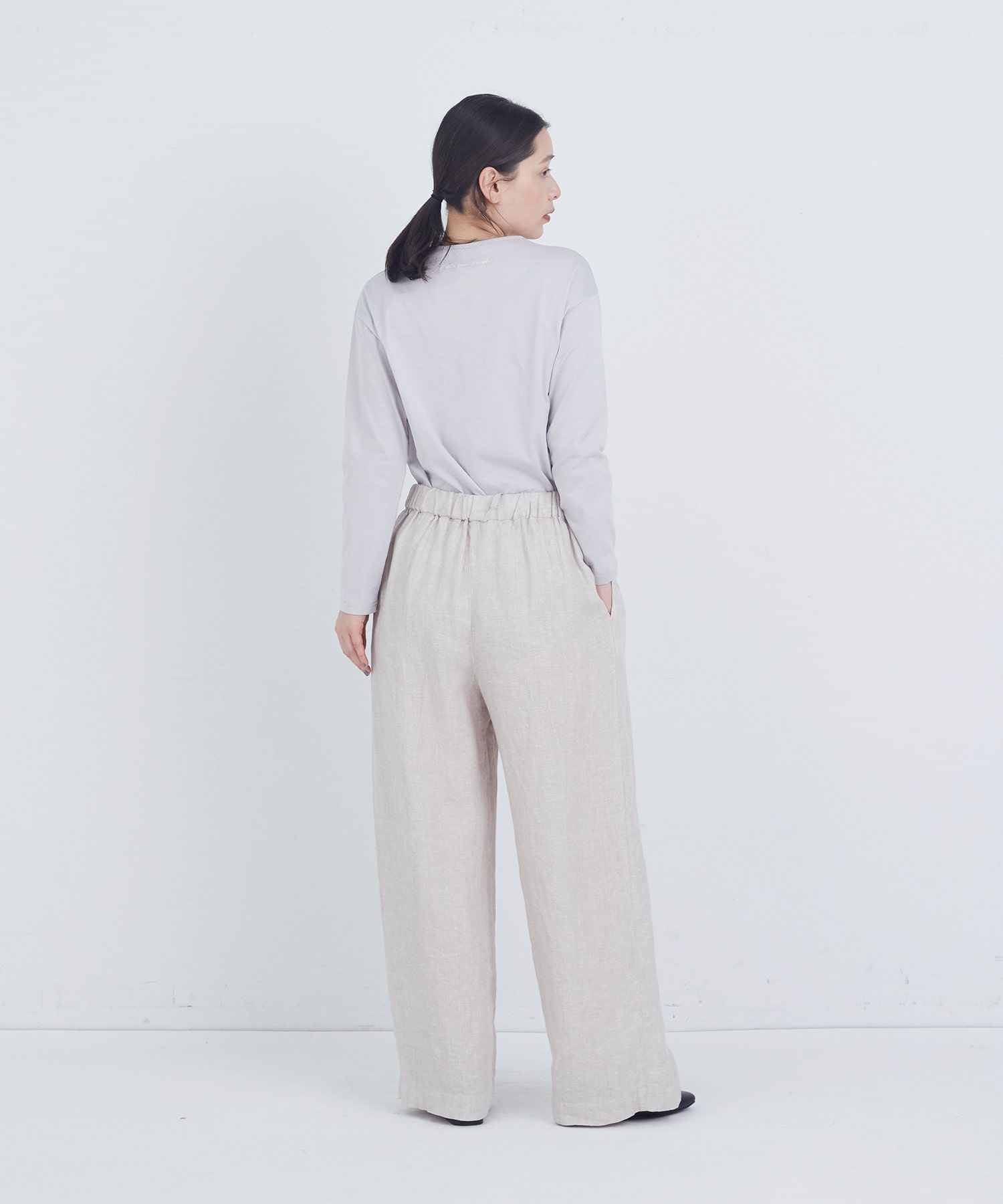 【ADIEU TRISTESSE】リネンワンタックストレートパンツ 詳細画像 パープル 3
