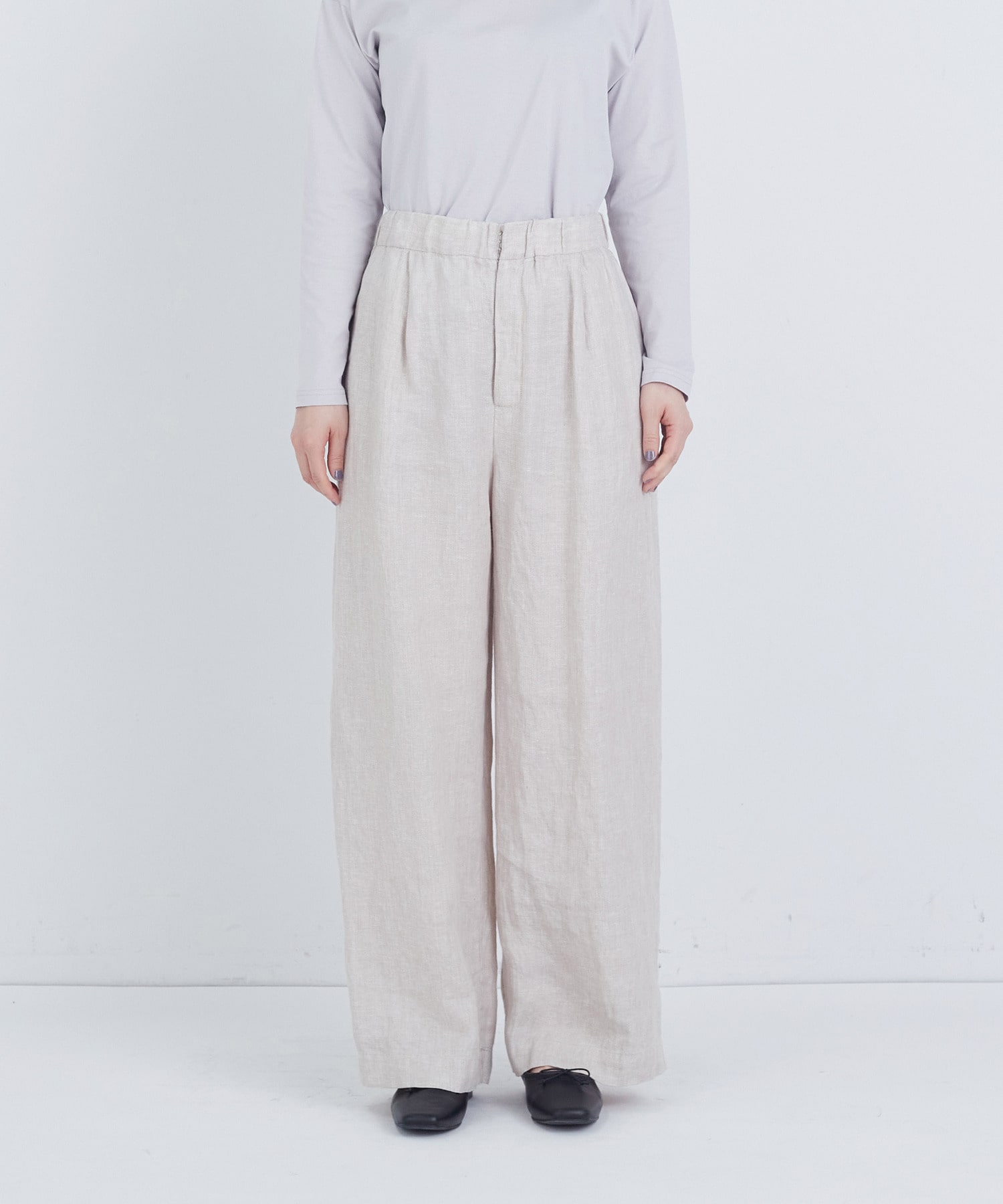 【ADIEU TRISTESSE】リネンワンタックストレートパンツ 詳細画像 パープル 5