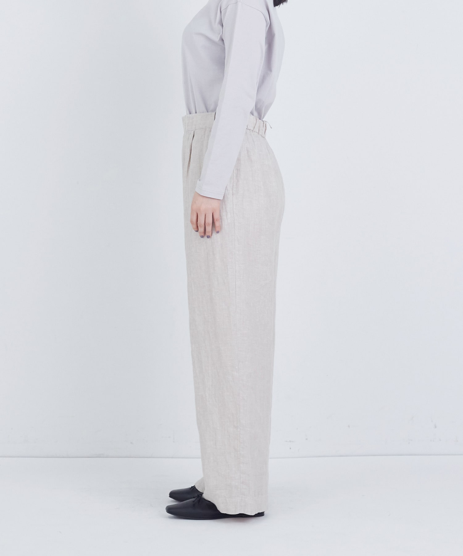 【ADIEU TRISTESSE】リネンワンタックストレートパンツ 詳細画像 パープル 6