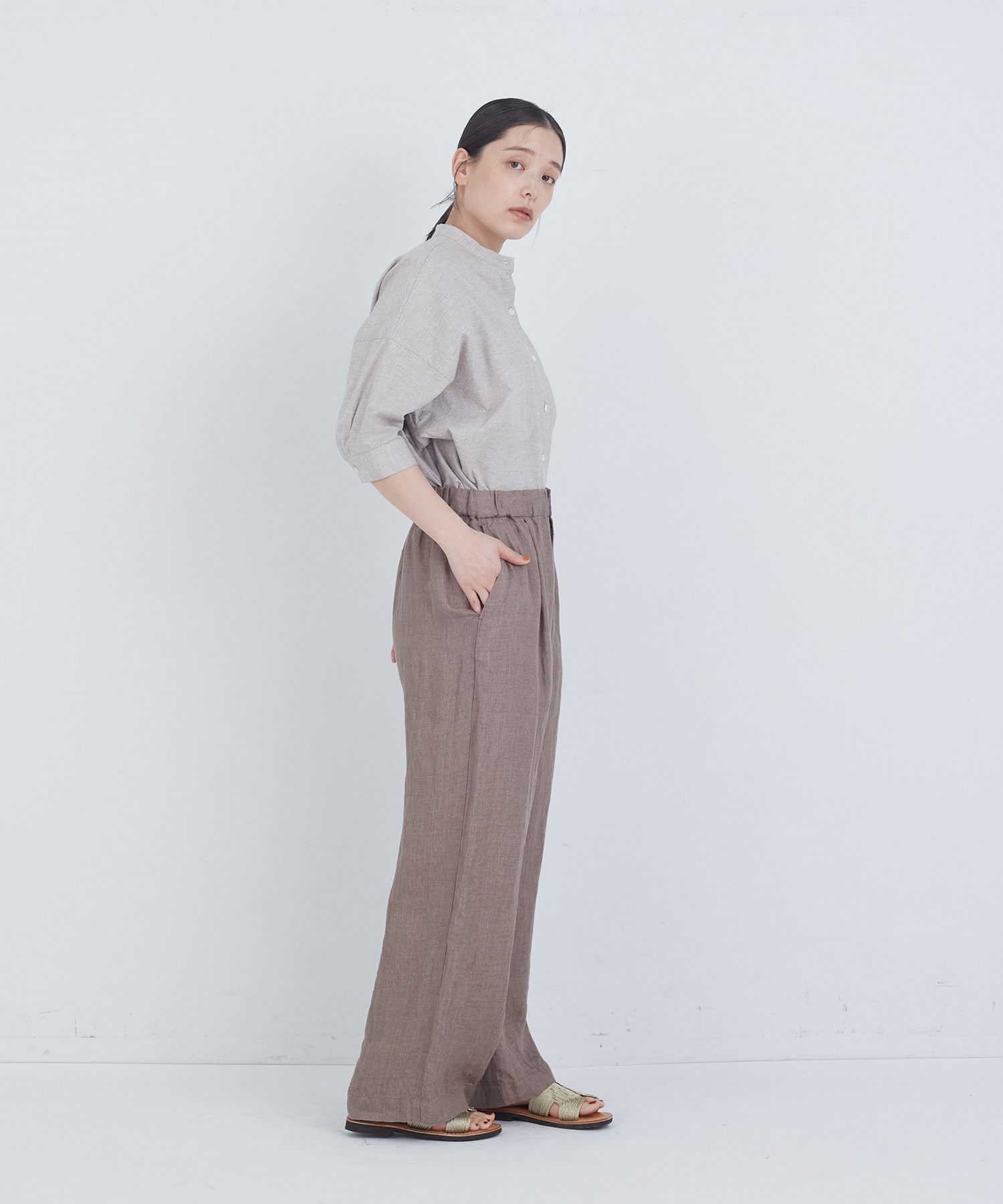 【ADIEU TRISTESSE】リネンワンタックストレートパンツ 詳細画像 パープル 9