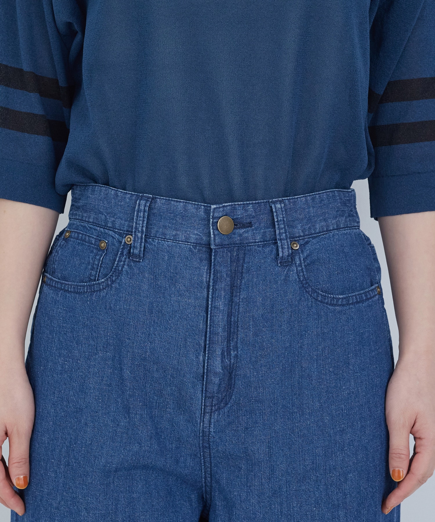 【ADIEU TRISTESSE】6.8ozデニムパンツ 詳細画像 ライトインディゴブルー 17