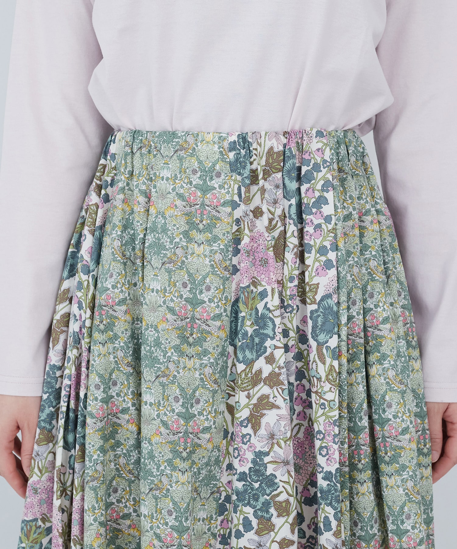 【ADIEU TRISTESSE】リバティパッチワークスカート 詳細画像 ブルー系その他 15