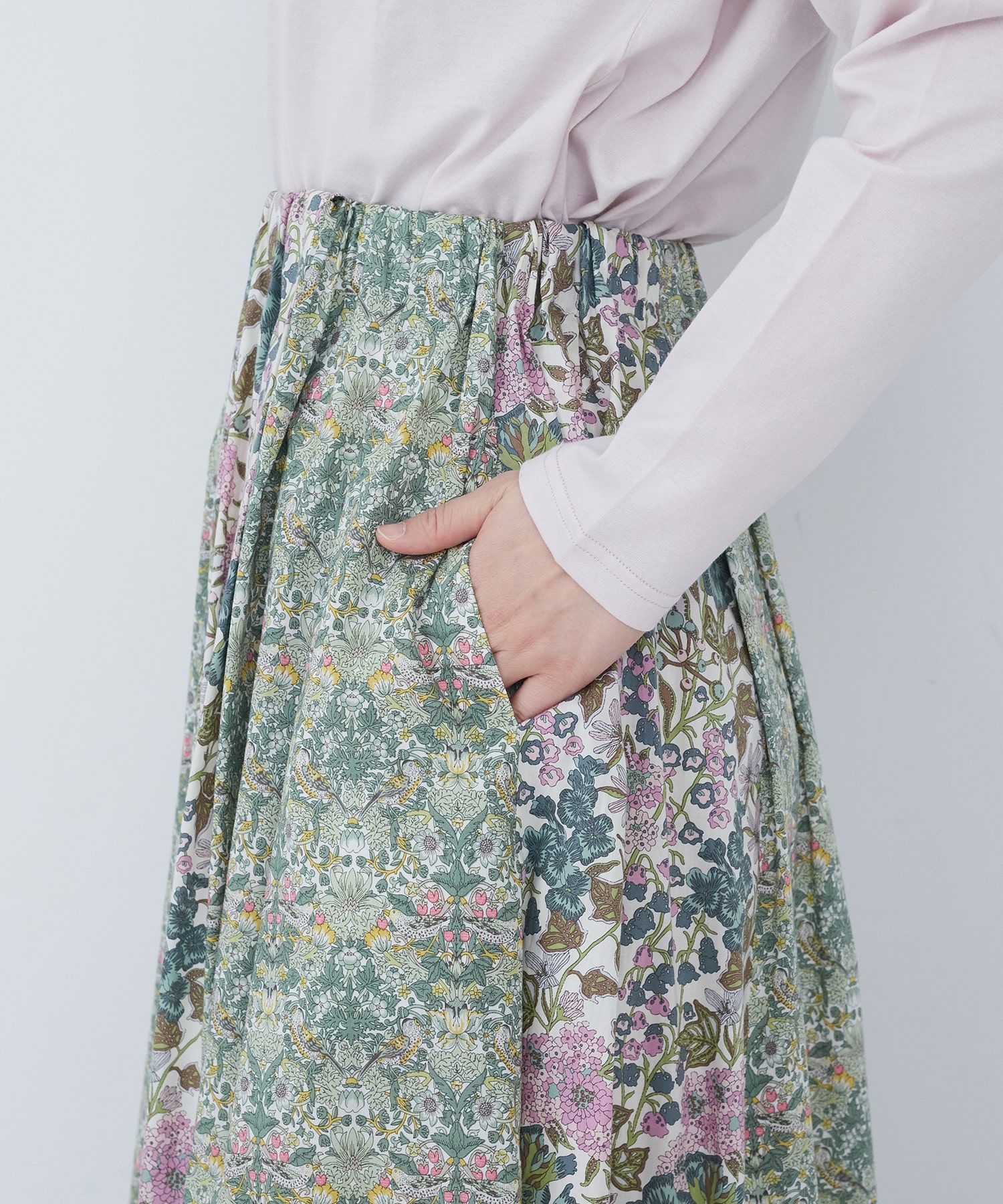 【ADIEU TRISTESSE】リバティパッチワークスカート 詳細画像 ブルー系その他 17