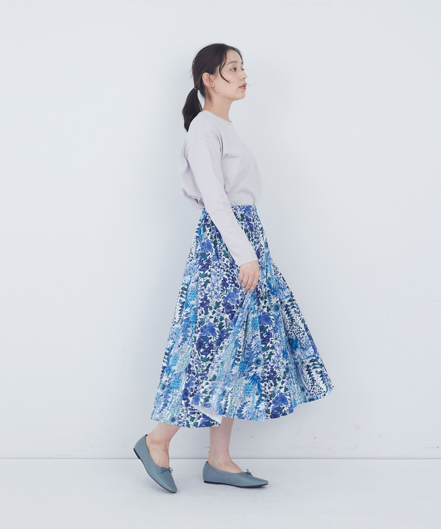 【ADIEU TRISTESSE】リバティパッチワークスカート 詳細画像 ブルー系その他 2