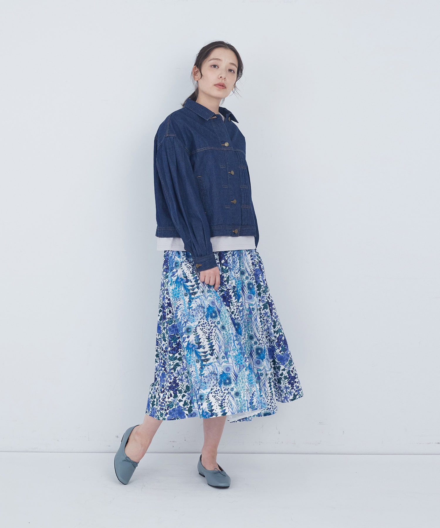 【ADIEU TRISTESSE】リバティパッチワークスカート 詳細画像 ブルー系その他 4
