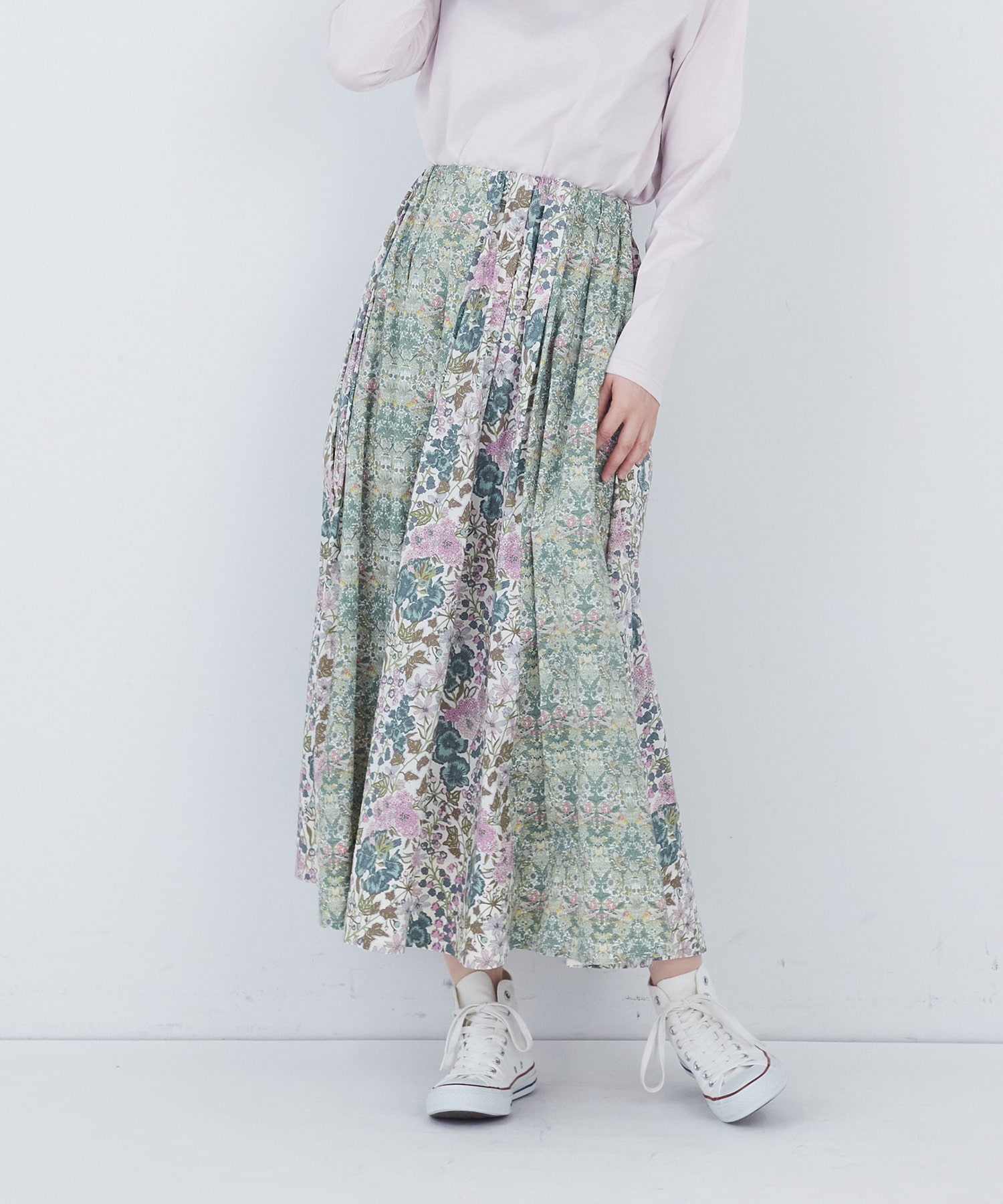 【ADIEU TRISTESSE】リバティパッチワークスカート 詳細画像 ベージュ系その他 1