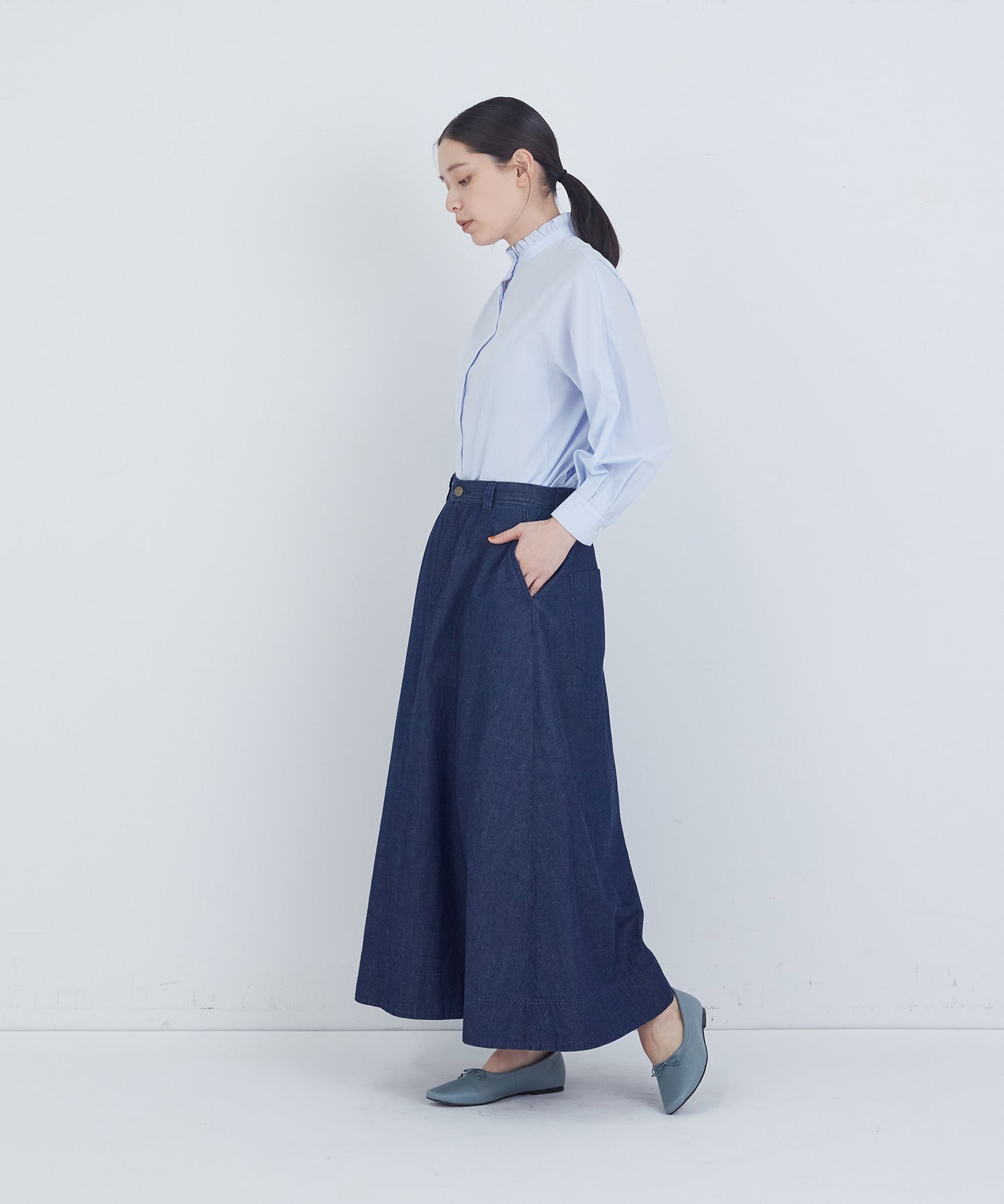 【ADIEU TRISTESSE】6.8ozデニムスカート 詳細画像 インディゴブルー 10