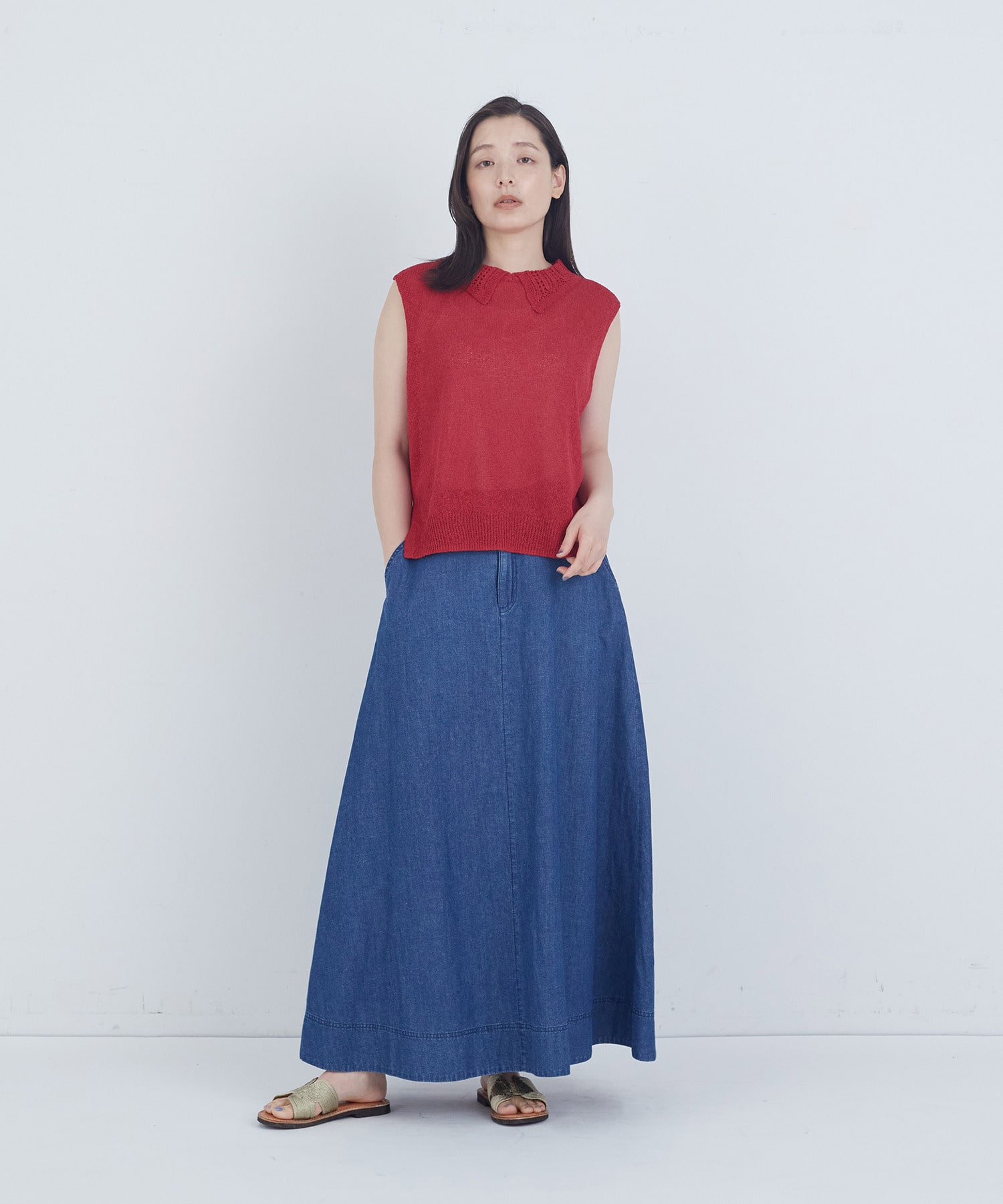 【ADIEU TRISTESSE】6.8ozデニムスカート 詳細画像 インディゴブルー 4