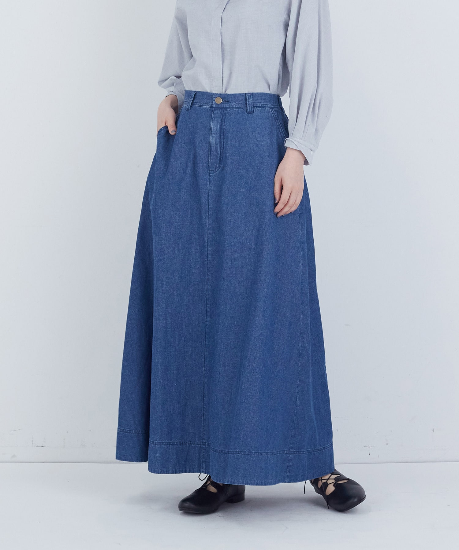 【ADIEU TRISTESSE】6.8ozデニムスカート 詳細画像 ライトインディゴブルー 1