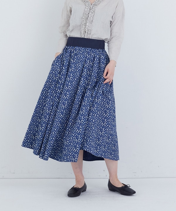 ウエストリブリバティプリントスカート 詳細画像 ブルー系その他 1