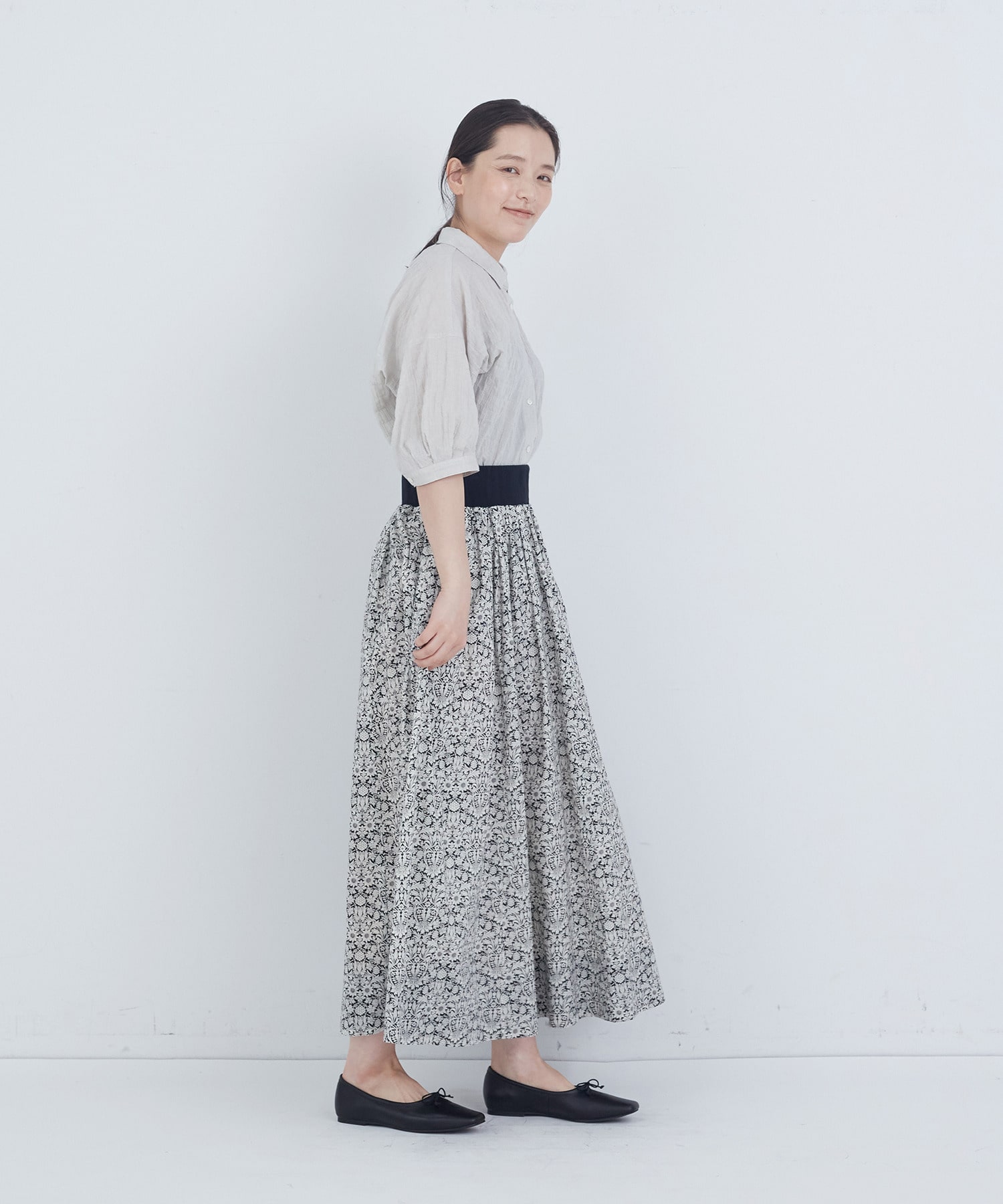 【ADIEU TRISTESSE】ウエストリブリバティプリントスカート 詳細画像 ブルー系その他 10