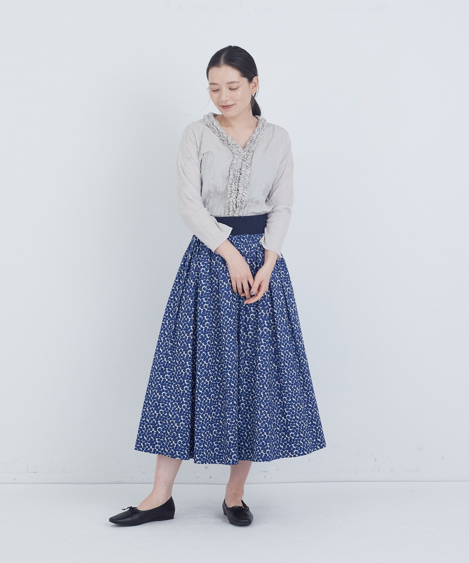 【ADIEU TRISTESSE】ウエストリブリバティプリントスカート 詳細画像 ブルー系その他 2