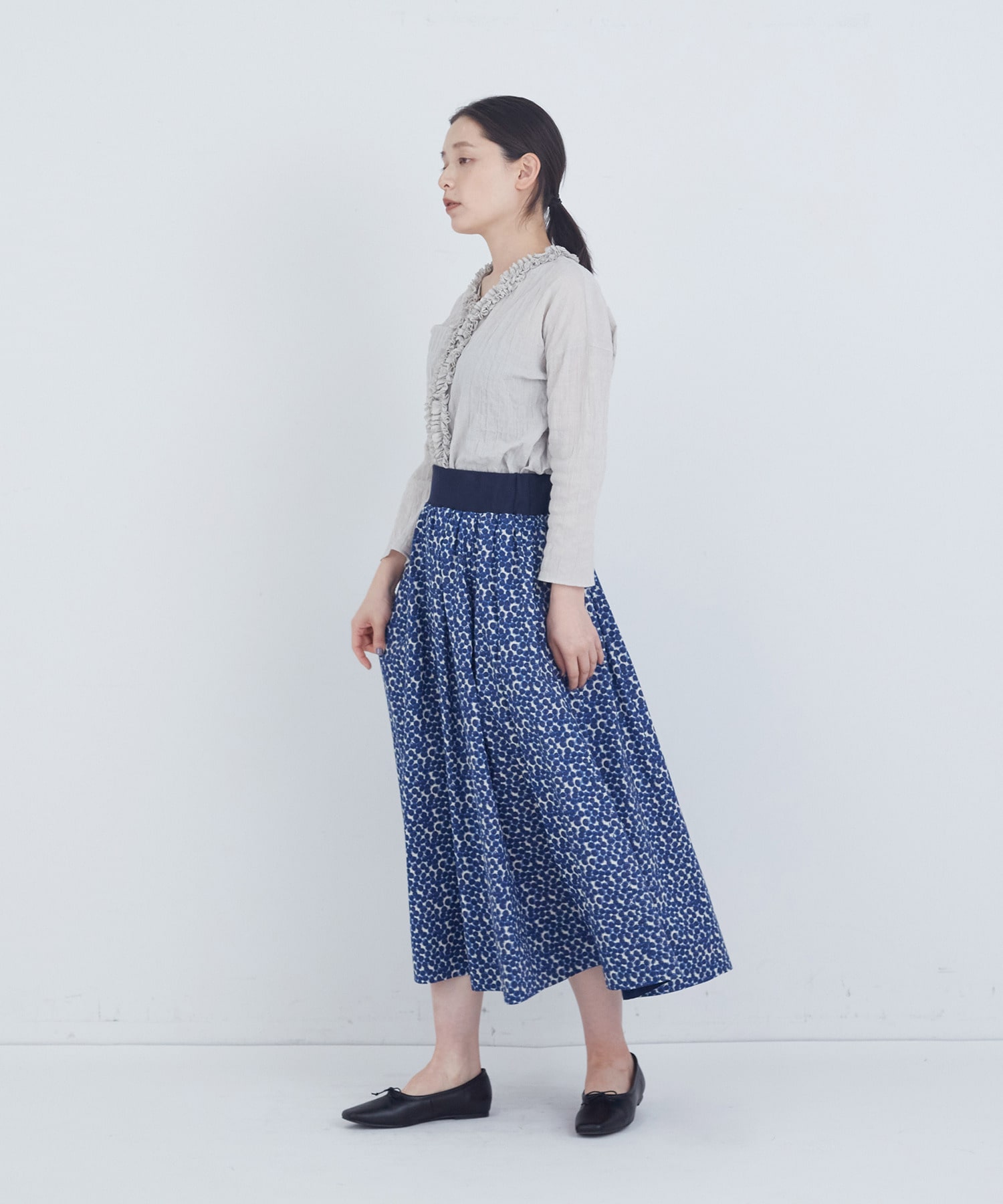 【ADIEU TRISTESSE】ウエストリブリバティプリントスカート 詳細画像 ブルー系その他 3