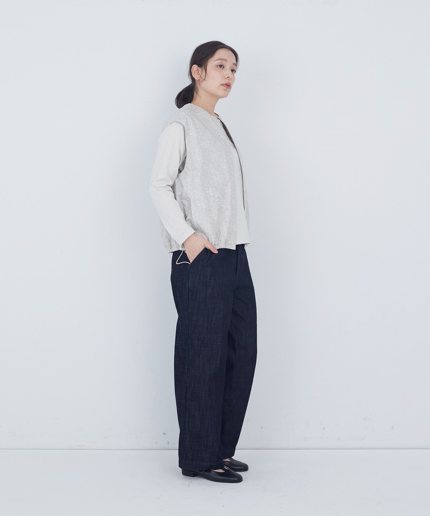 【ADIEU TRISTESSE】【2way】リバティプリント&times;ダブルガーゼリバーシブルベスト 詳細画像 ブルー系その他 12