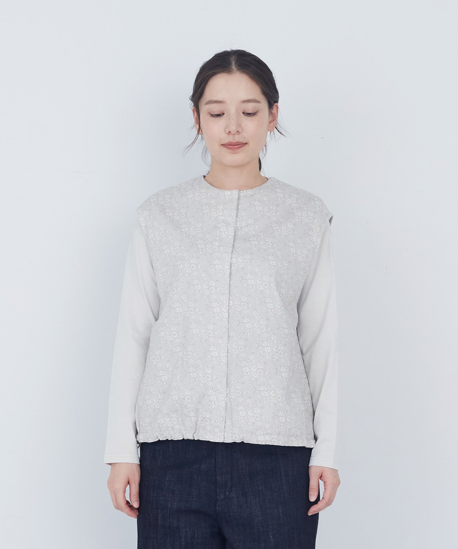 【ADIEU TRISTESSE】【2way】リバティプリント&times;ダブルガーゼリバーシブルベスト 詳細画像 ブルー系その他 15