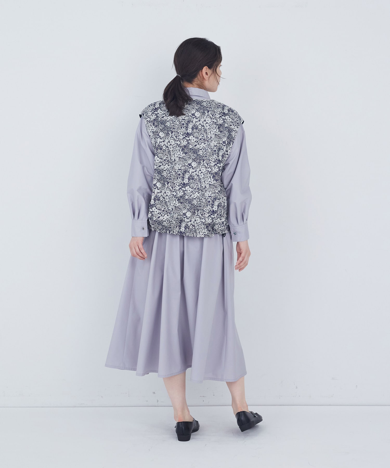 【ADIEU TRISTESSE】【2way】リバティプリント&times;ダブルガーゼリバーシブルベスト 詳細画像 ブルー系その他 4