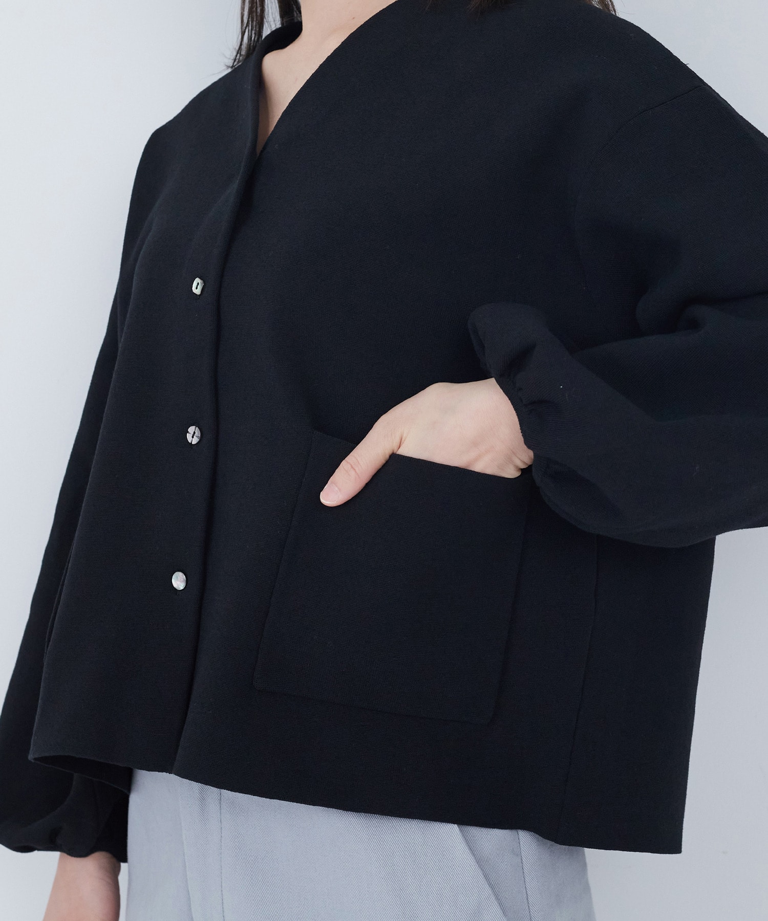 【ADIEU TRISTESSE】COTTON SURFミラノリブカーディガン 詳細画像 ブラック 16
