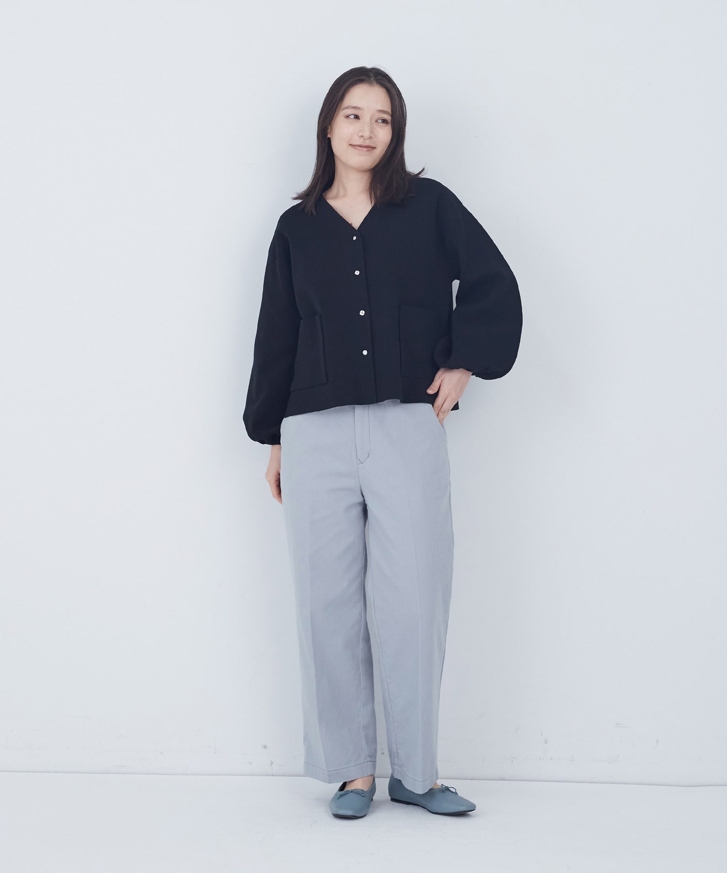 【ADIEU TRISTESSE】COTTON SURFミラノリブカーディガン 詳細画像 ブラック 7