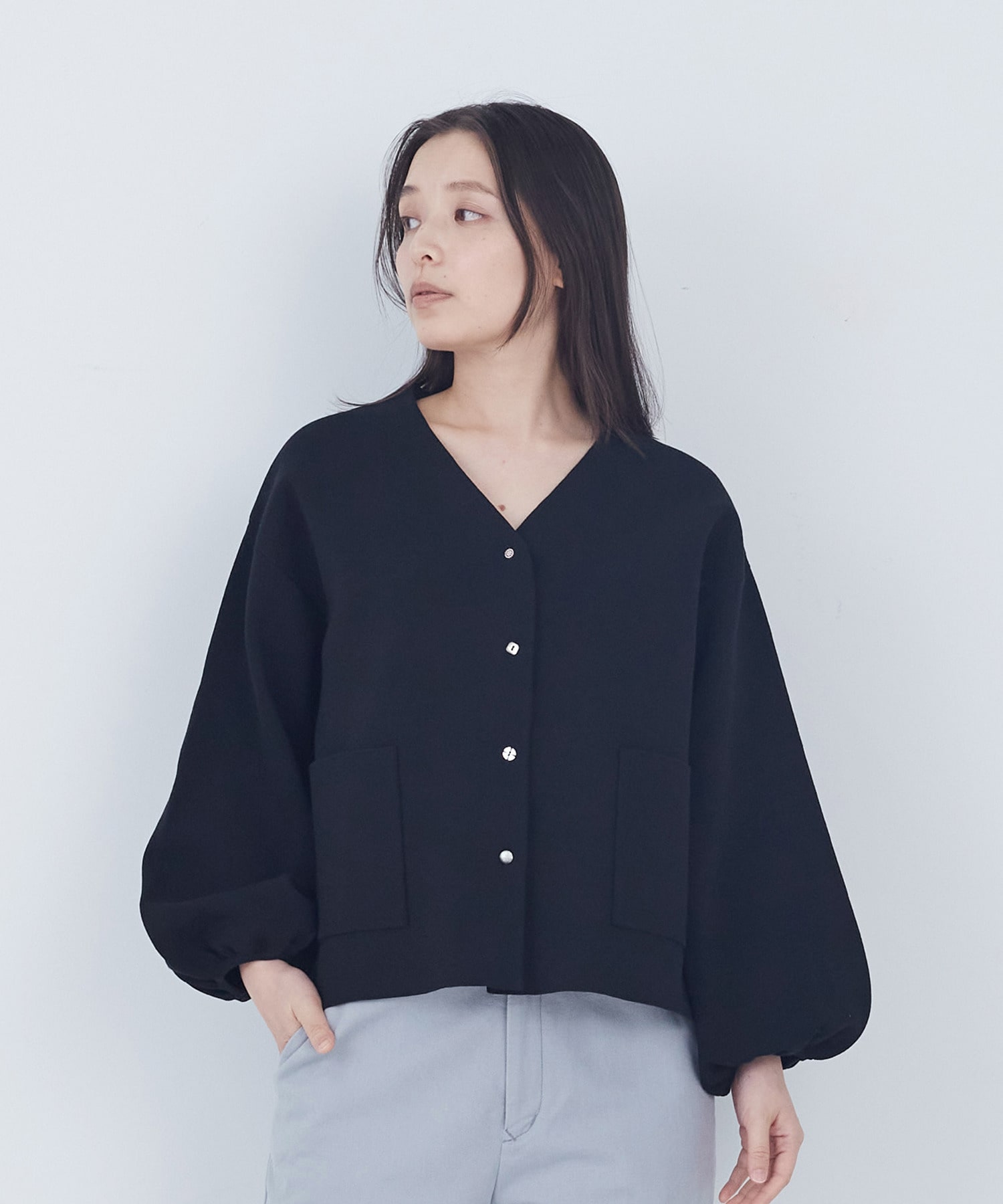 【ADIEU TRISTESSE】COTTON SURFミラノリブカーディガン 詳細画像 ブラック 1