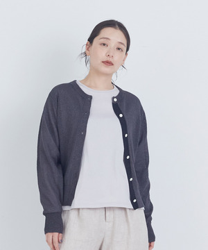 【ADIEU TRISTESSE】TSUMUGI和紙配色カーディガン 詳細画像 チャコールグレー 1