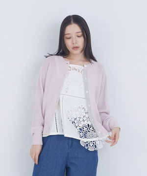 【ADIEU TRISTESSE】TSUMUGI和紙配色カーディガン 詳細画像 ピンク 1