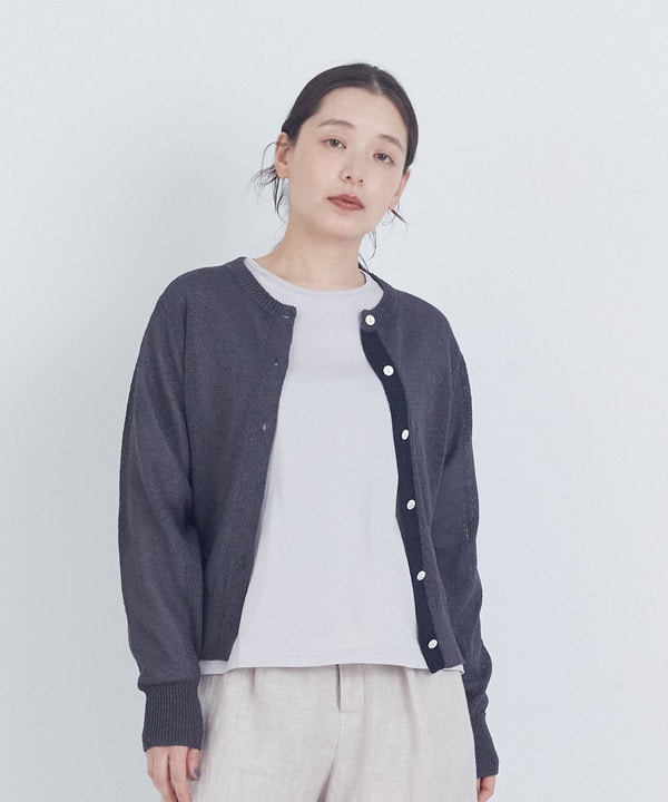 TSUMUGI和紙配色カーディガン 詳細画像 チャコールグレー 1