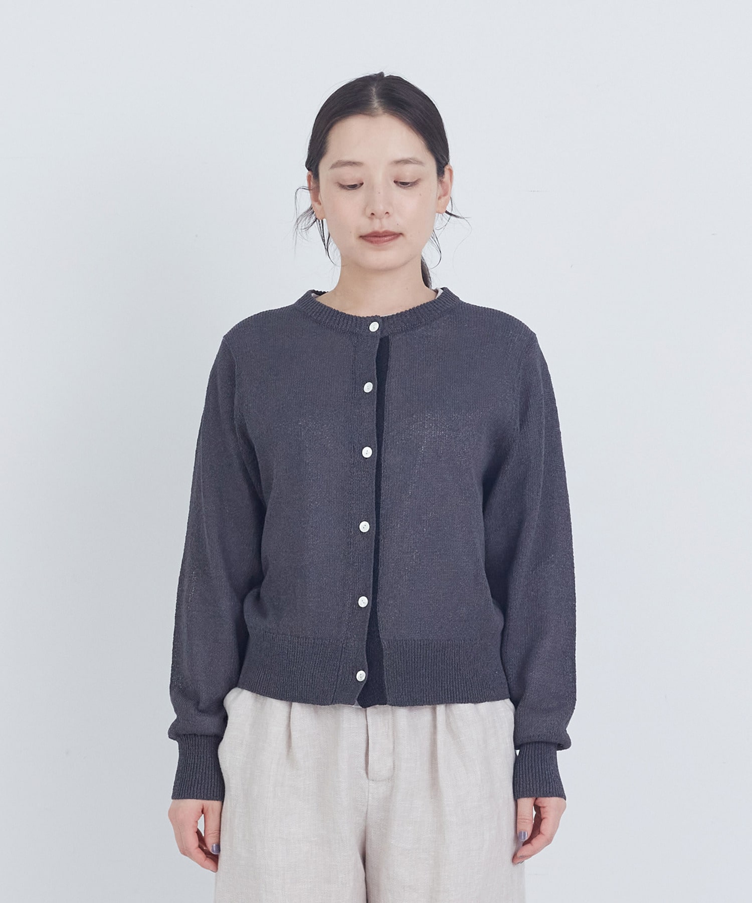 【ADIEU TRISTESSE】TSUMUGI和紙配色カーディガン 詳細画像 チャコールグレー 11