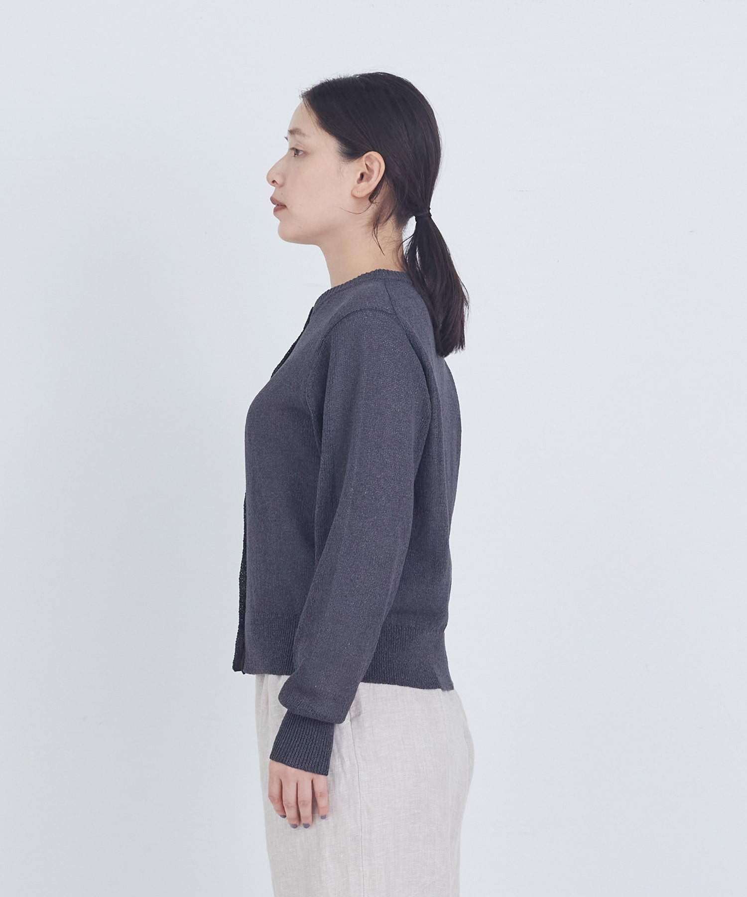 【ADIEU TRISTESSE】TSUMUGI和紙配色カーディガン 詳細画像 チャコールグレー 12