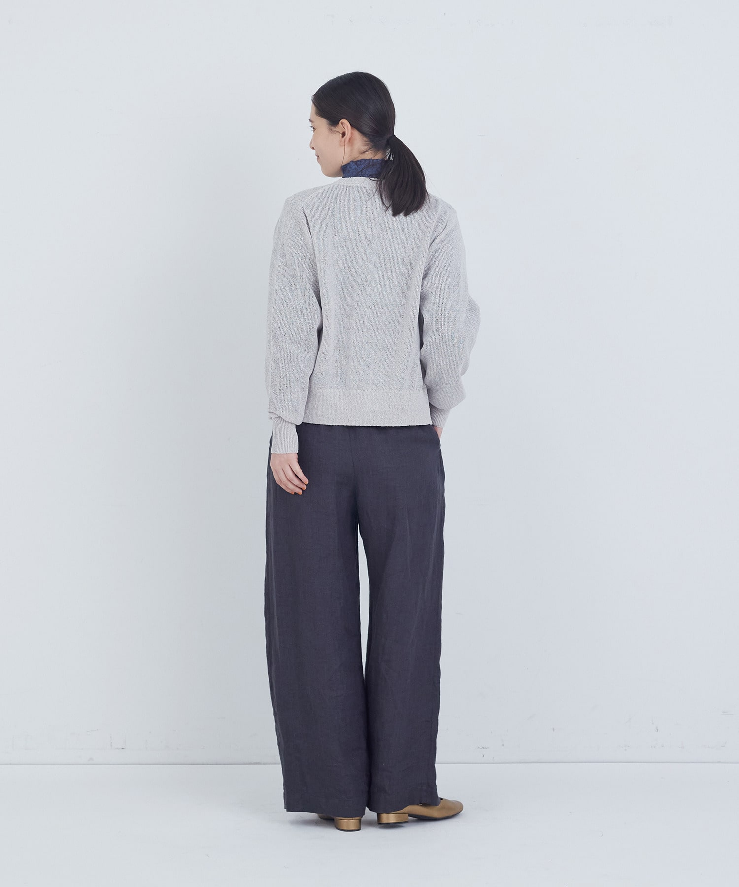 【ADIEU TRISTESSE】TSUMUGI和紙配色カーディガン 詳細画像 チャコールグレー 16