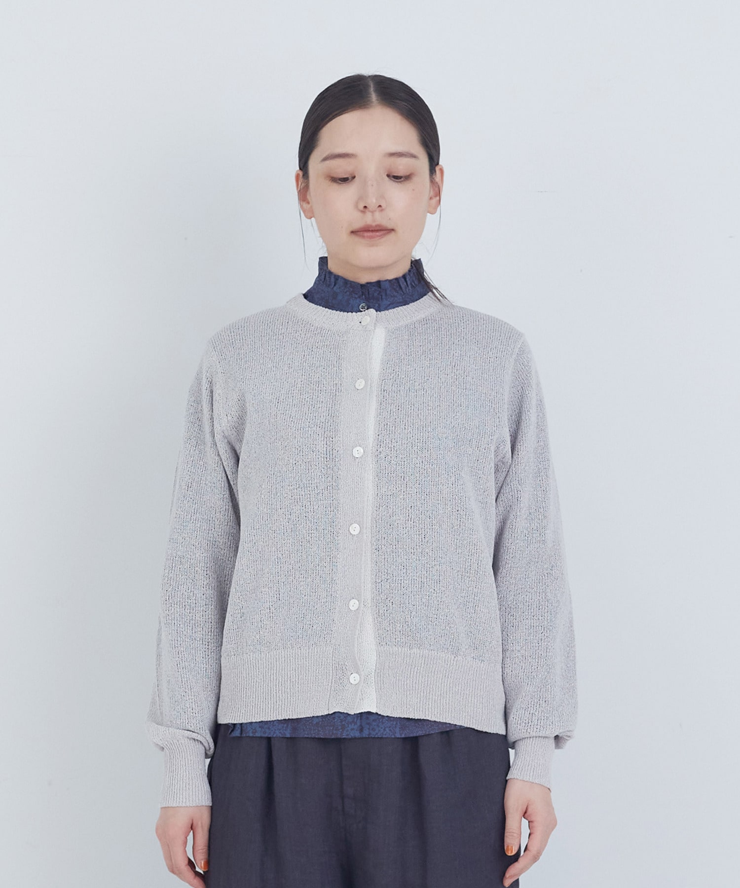 【ADIEU TRISTESSE】TSUMUGI和紙配色カーディガン 詳細画像 チャコールグレー 18