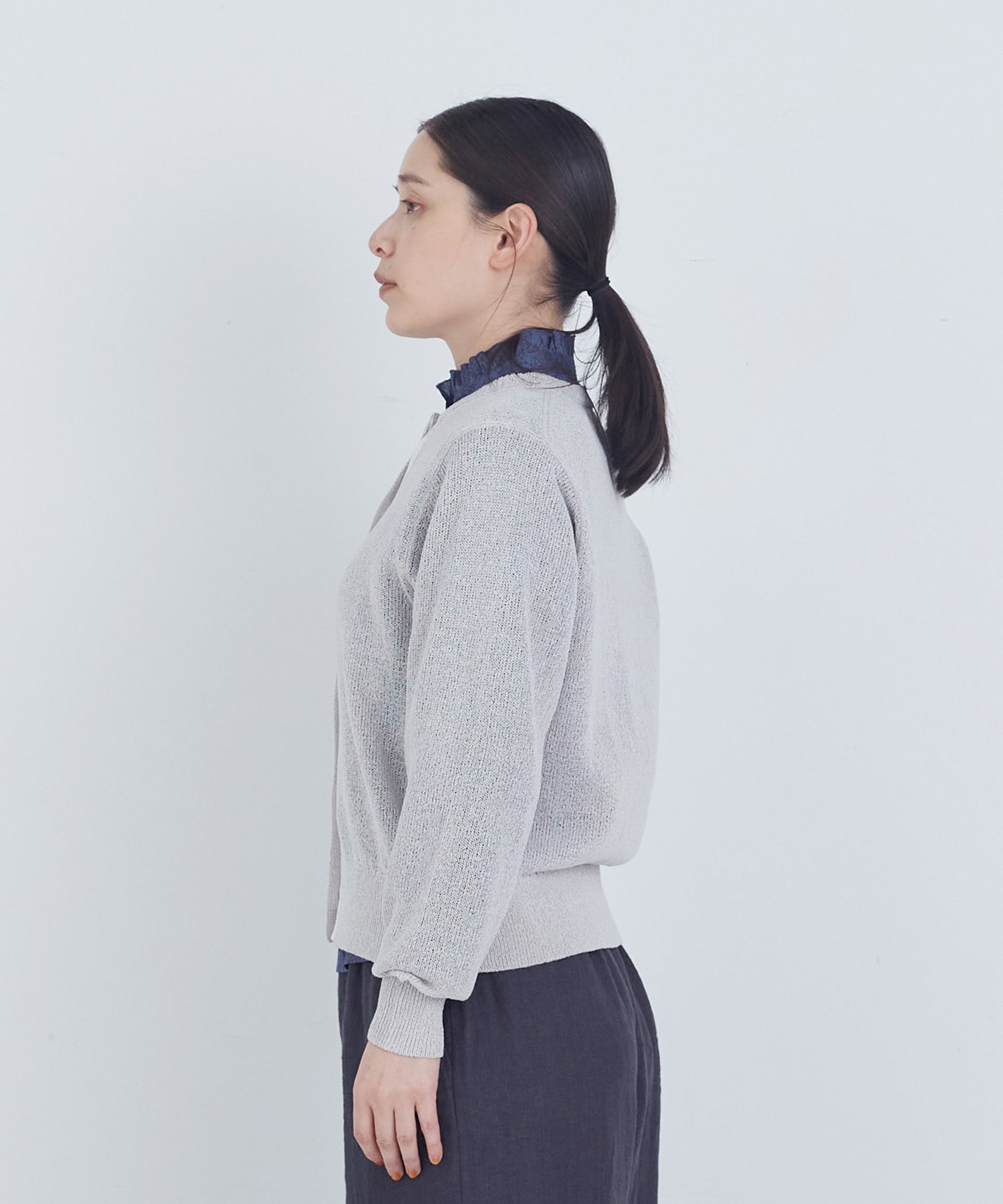 【ADIEU TRISTESSE】TSUMUGI和紙配色カーディガン 詳細画像 チャコールグレー 19