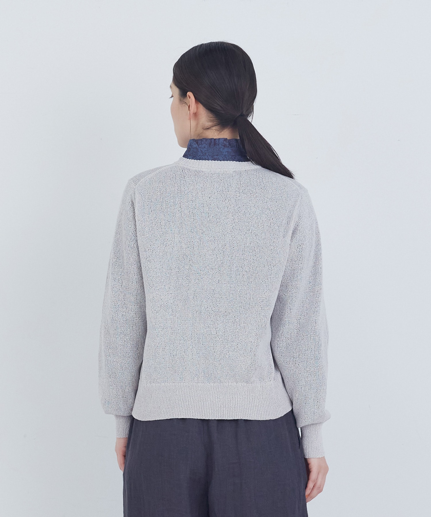 【ADIEU TRISTESSE】TSUMUGI和紙配色カーディガン 詳細画像 チャコールグレー 20