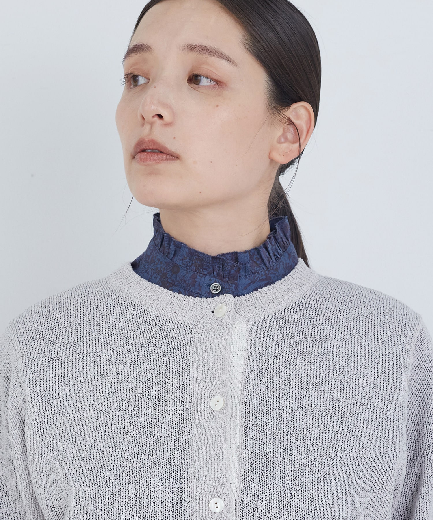 【ADIEU TRISTESSE】TSUMUGI和紙配色カーディガン 詳細画像 チャコールグレー 21