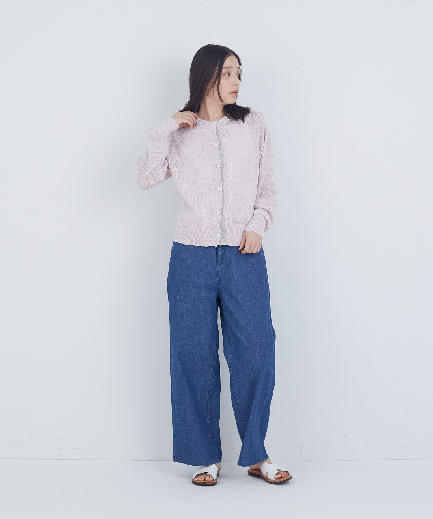 【ADIEU TRISTESSE】TSUMUGI和紙配色カーディガン 詳細画像 チャコールグレー 4