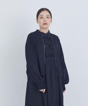 【ADIEU TRISTESSE】ペーパーポリエステルニットブルゾン 詳細画像 ブラック 1