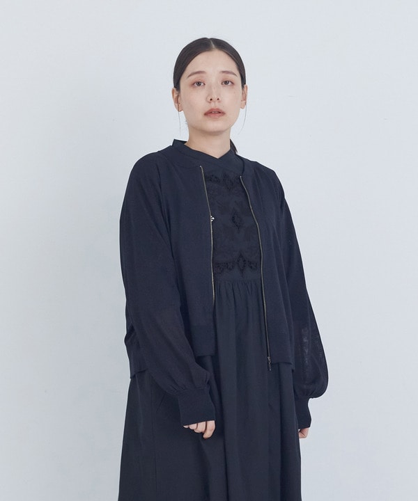 【ADIEU TRISTESSE】ペーパーポリエステルニットブルゾン